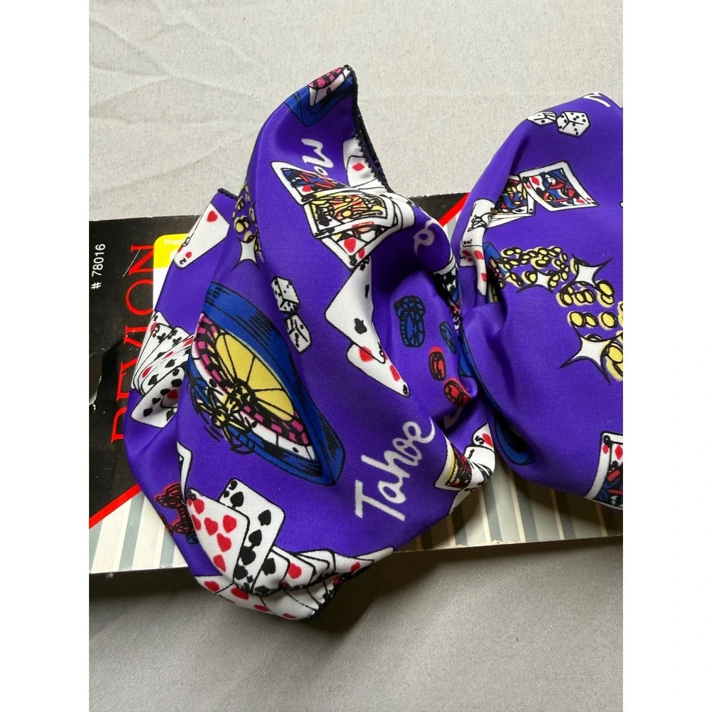 Revlon Casino Theme Hair Barrette Bow Purple Satin Vintage NOS #78016 USA